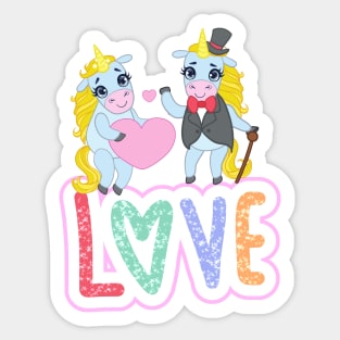 Unicorn loving couple - valentines day Sticker